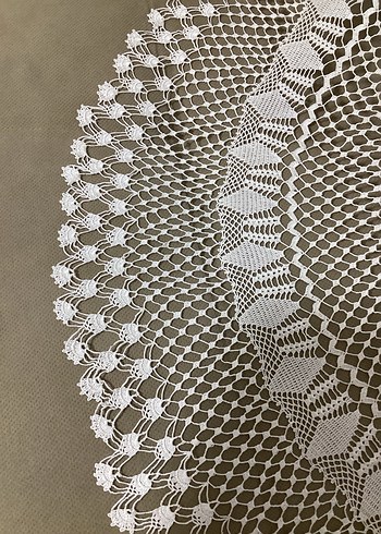 El Yapımı Beyaz Bohem Dantel Örtü - Görsel 2