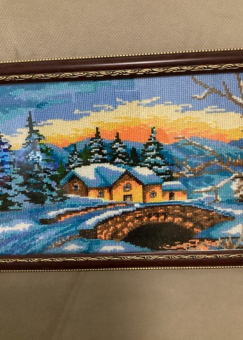 Karlı Dağ Manzaralı Çerçeveli goblen tablo - Görsel 2