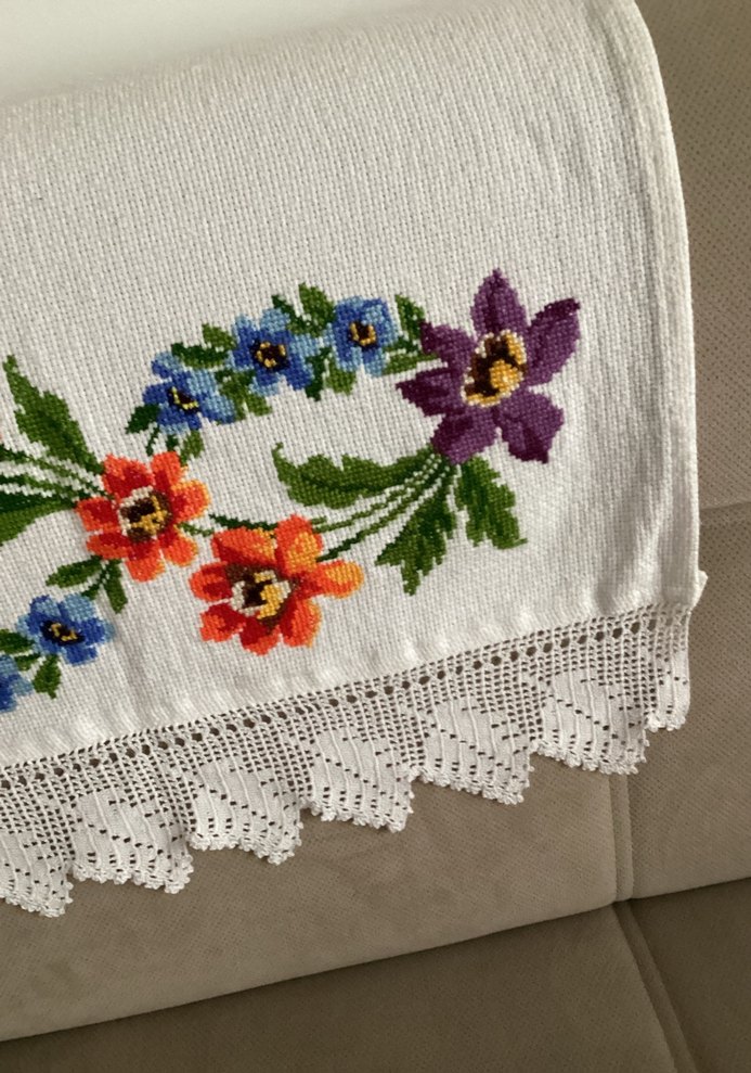 Nakışlı Beyaz,tek ucu dantel - Görsel 3