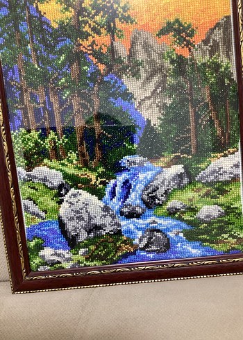 Çerçeveli Doğa Manzaralı Çok Renkli goblen tablo - Görsel 2