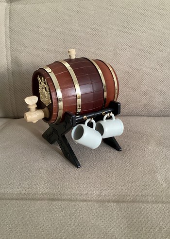 American Vintage Bordo Dekoratif Varil ve Fincan Seti