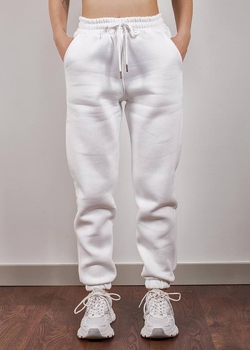 Kadın Beyaz Rahat Kesim Eşofman Altı - Görsel 3