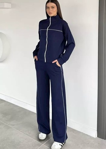 Kadın Mavi Fermuarlı Eşofman Takımı - Görsel 2