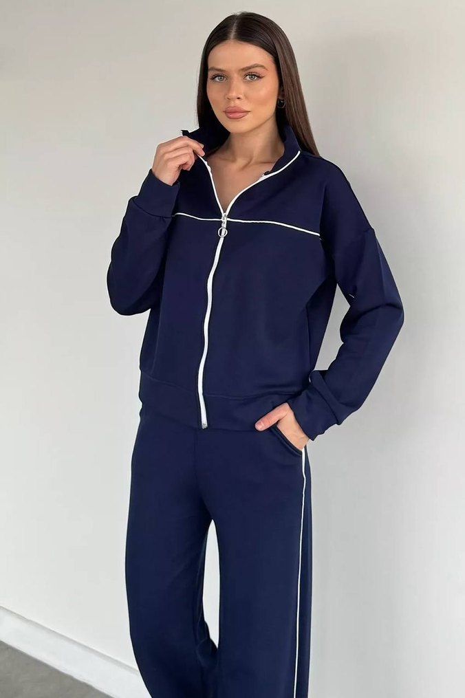 Kadın Mavi Fermuarlı Eşofman Takımı - Görsel 3