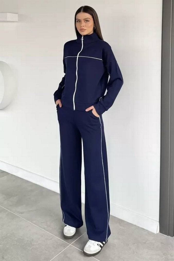 Kadın Mavi Fermuarlı Eşofman Takımı - Görsel 2
