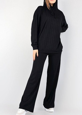 Siyah Kadın Rahat Kesim Eşofman Takımı - Görsel 4