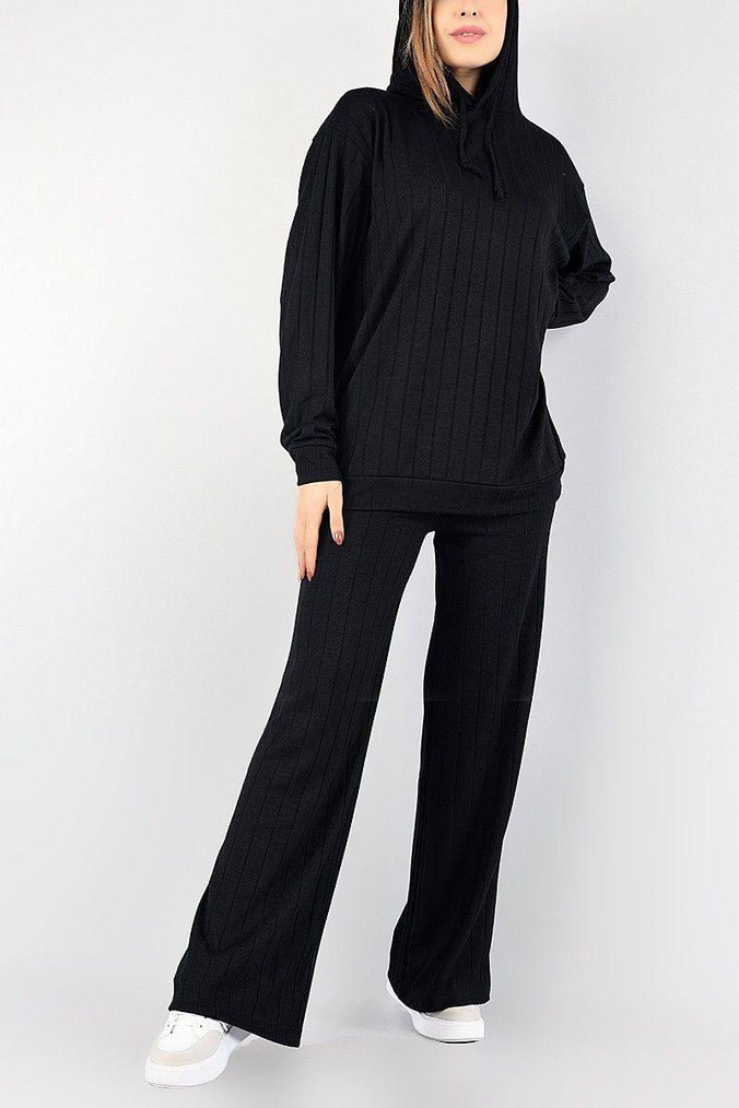 Siyah Kadın Rahat Kesim Eşofman Takımı - Görsel 4