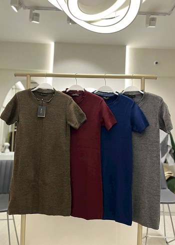 Gri Deri Görünümlü Kısa Kollu Midi Elbise - Görsel 2