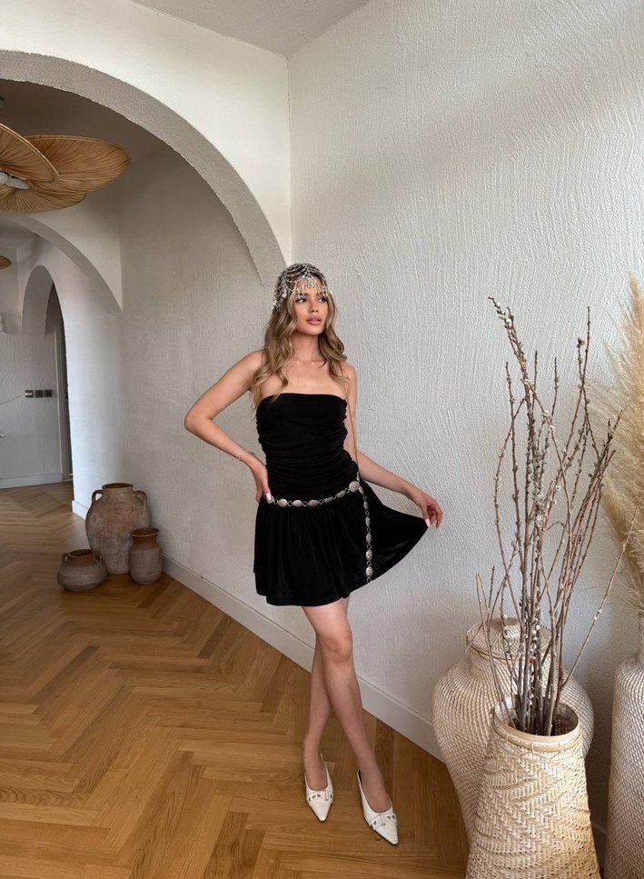 Straplez Mini Elbise - Görsel 2