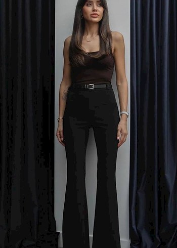 kemerli İspanyol paça pantolon - Görsel 2