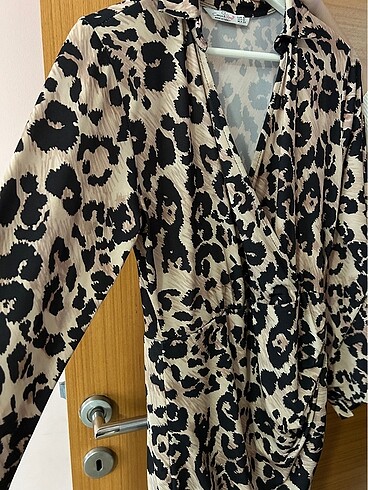 38 Beden camel Renk Leoparlı elbise