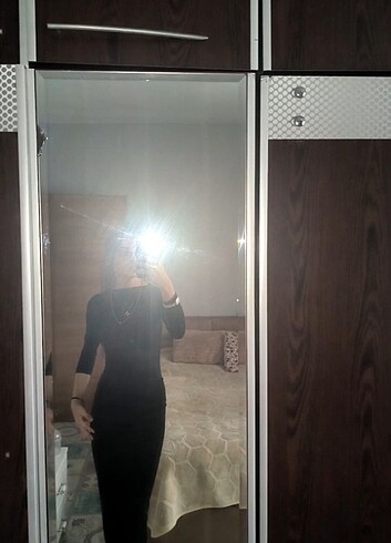 Siyah uzun elbise - Görsel 3