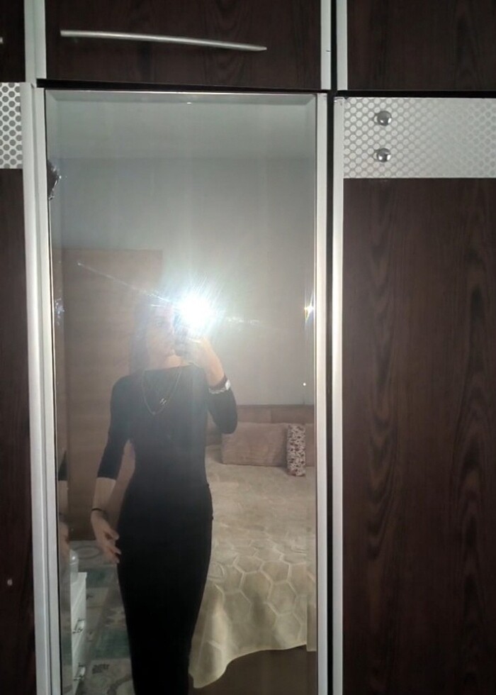 Siyah uzun elbise - Görsel 3