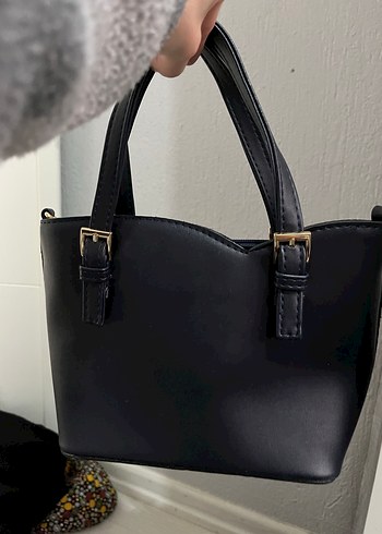 Lacivert Deri Kadın Omuz Çantası - Görsel 2