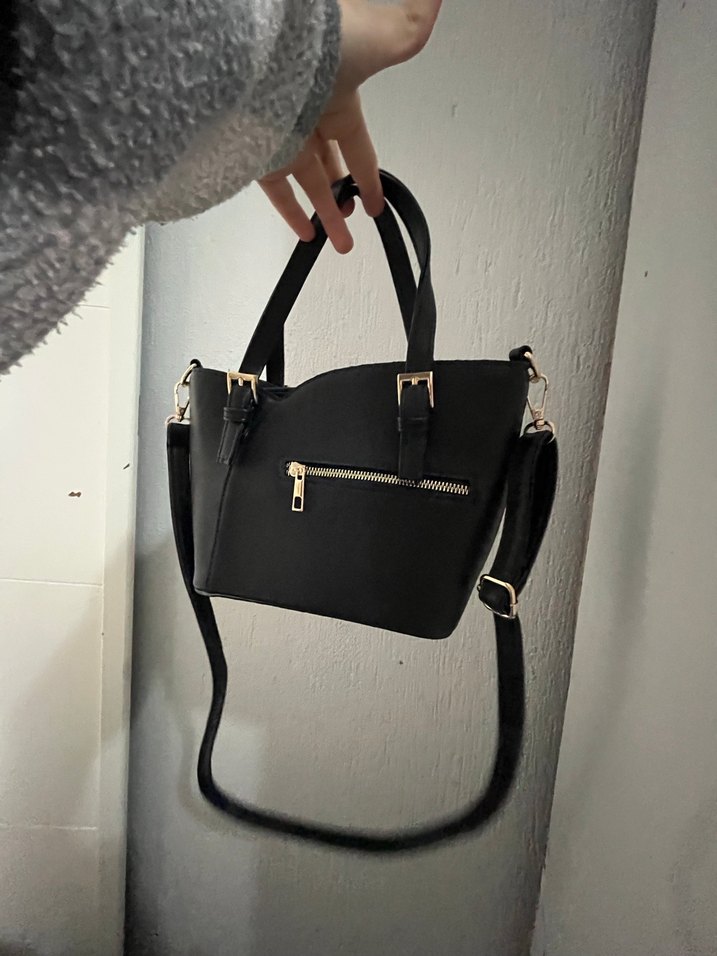 Lacivert Deri Kadın Omuz Çantası - Görsel 3