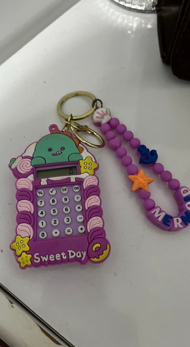 Renkli Boncuklu Mor Anahtarlık - Görsel 3