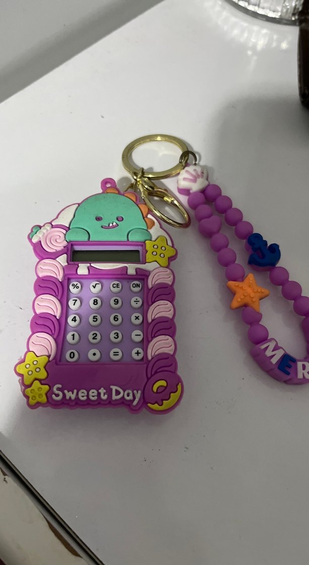 Renkli Boncuklu Mor Anahtarlık - Görsel 2