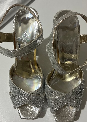 Gümüş Renkli Platform Topuklu Kadın Abiye Ayakkabı - Görsel 2