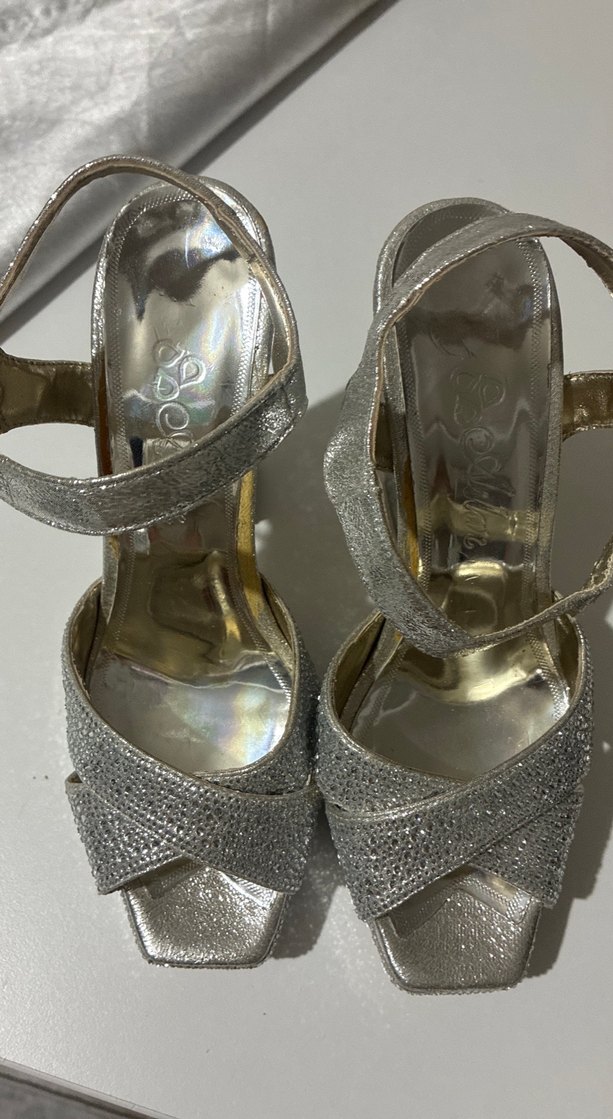 Gümüş Renkli Platform Topuklu Kadın Abiye Ayakkabı - Görsel 2