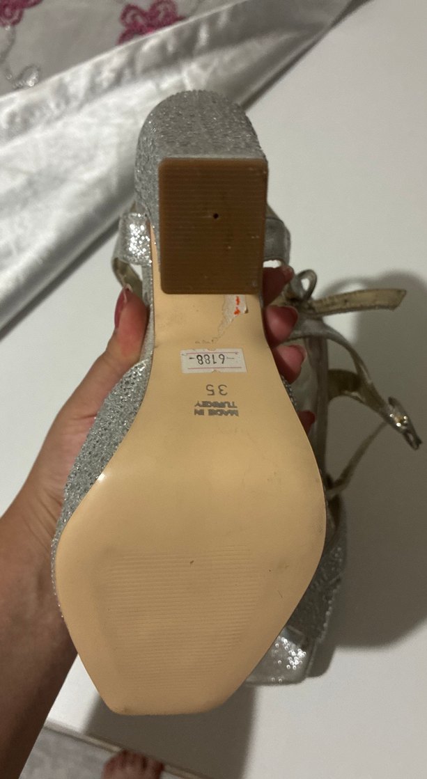 Gümüş Renkli Platform Topuklu Kadın Abiye Ayakkabı - Görsel 3