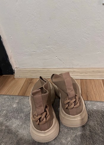 Bej Örme Kadın Spor Ayakkabı - Görsel 2