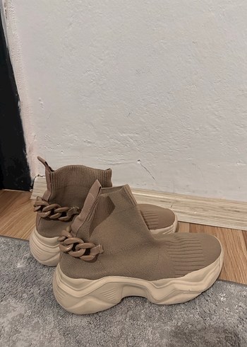 Bej Örme Kadın Spor Ayakkabı - Görsel 4