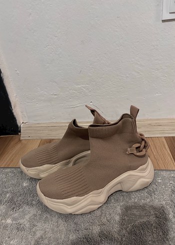 Bej Örme Kadın Spor Ayakkabı - Görsel 3