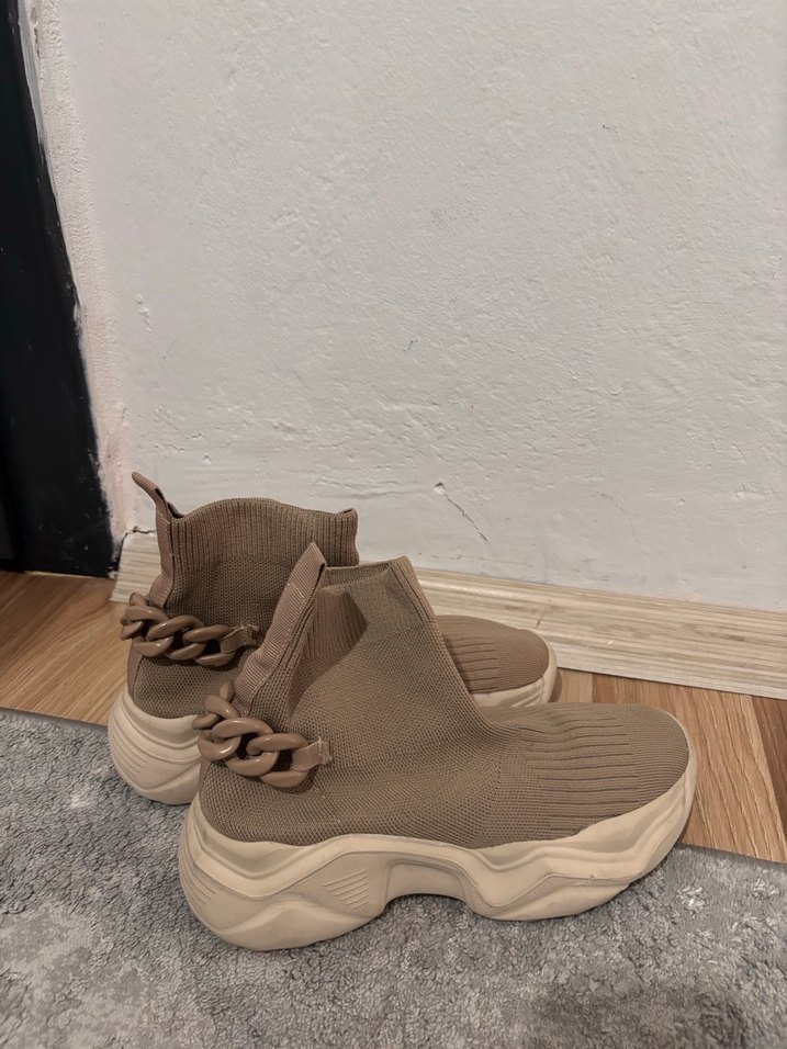 Bej Örme Kadın Spor Ayakkabı - Görsel 4