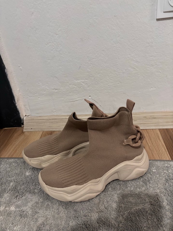 Bej Örme Kadın Spor Ayakkabı - Görsel 3