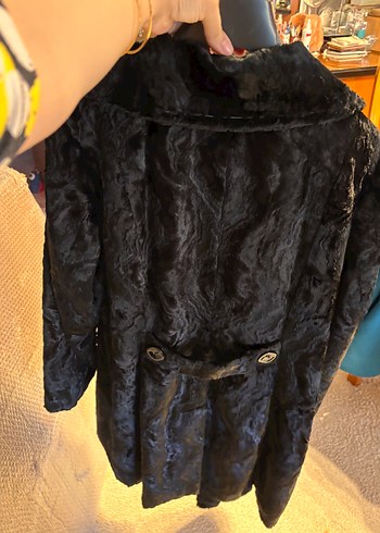 Siyah Uzun Kadın Kürk Kaban - Görsel 5