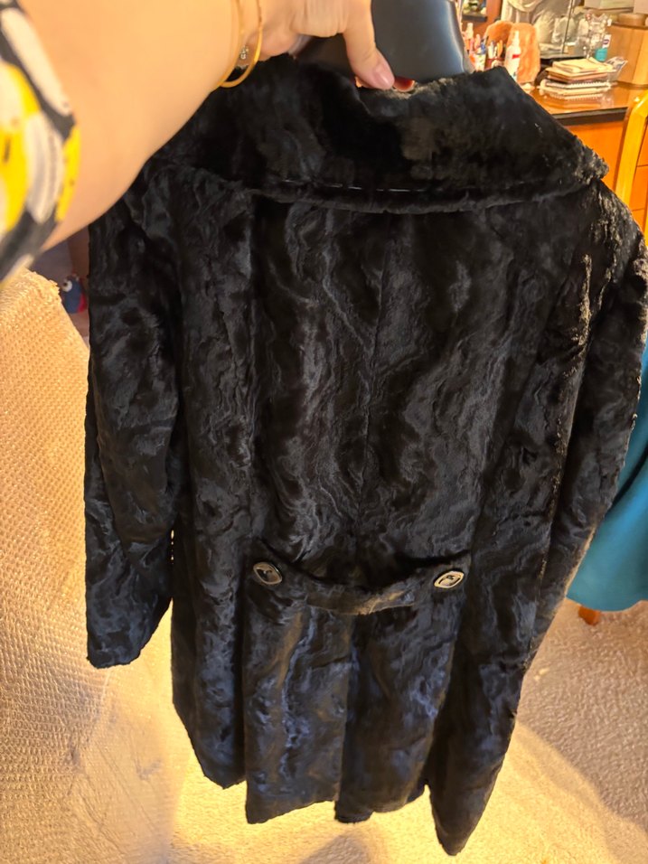 Siyah Uzun Kadın Kürk Kaban - Görsel 5