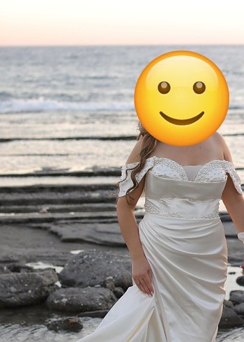 Beyaz Straplez Uzun A Kesim nikah elbisesi