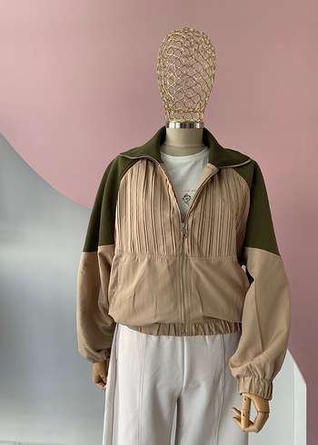 Bej Pilili Bomber Ceket