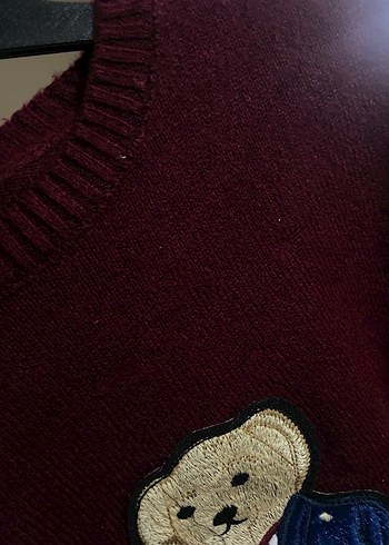 Bordo Nakışlı Örme Salaş Kazak - Görsel 4