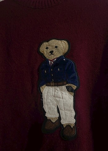 Bordo Nakışlı Örme Salaş Kazak - Görsel 3