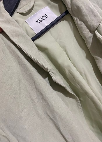 Kadın Khaki Midi Keten Blazer Ceket - Görsel 3