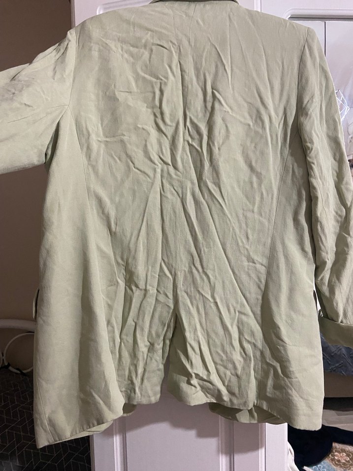 Kadın Khaki Midi Keten Blazer Ceket - Görsel 2