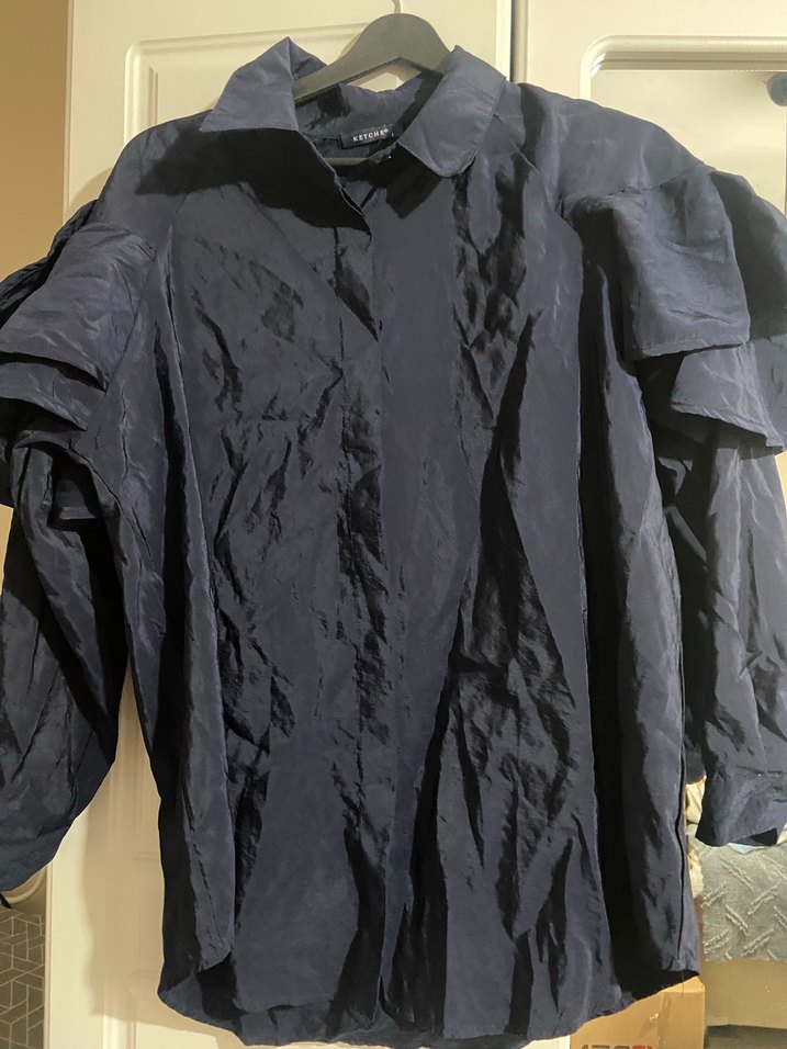 Lacivert Kadın Salaş Gömlek - Görsel 2