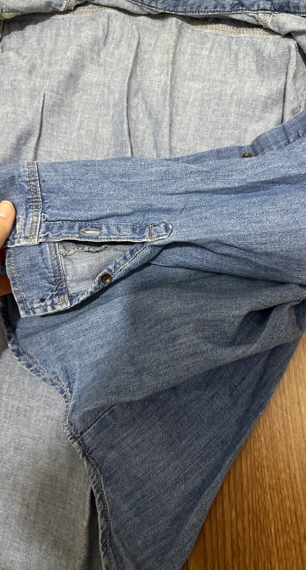 Nakışlı Mavi Denim Gömlek - Görsel 4