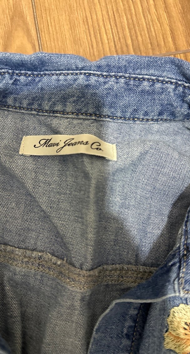 Nakışlı Mavi Denim Gömlek - Görsel 2