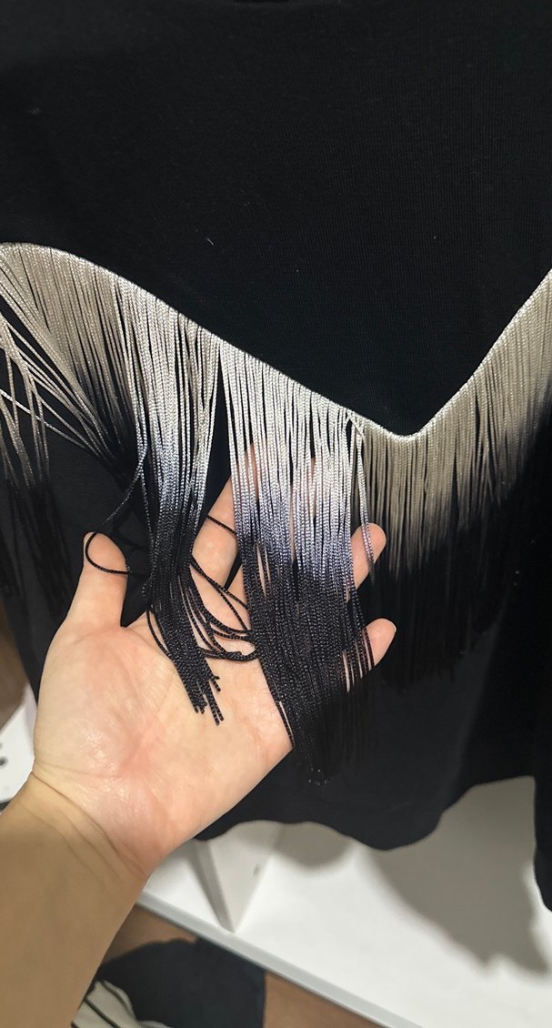 Siyah Uzun Kollu Salaş Kadın Sweatshirt - Görsel 2