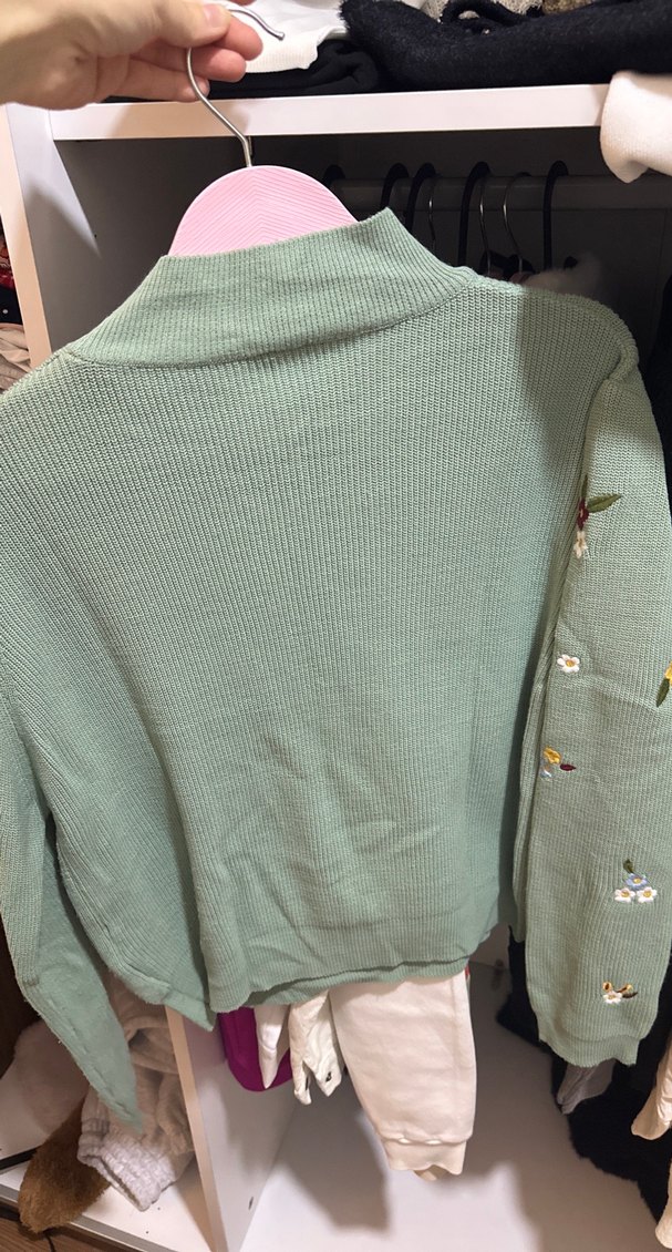 Nakışlı Örgü Yeşil Kadın Kazak - Görsel 3