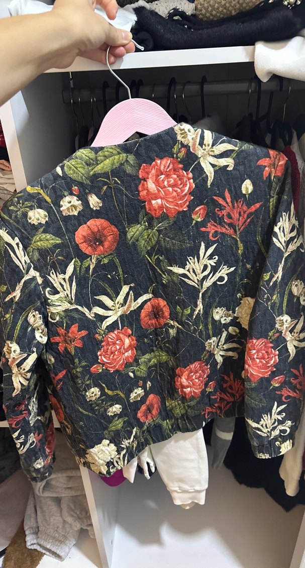 Çiçek Desenli Vintage Kadın Ceket - Görsel 4