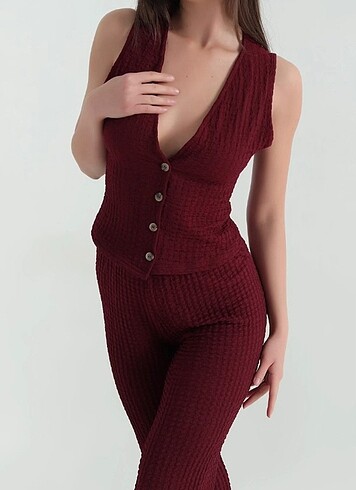 Zara BORDO YELEKLİ İKİLİ TAKIM