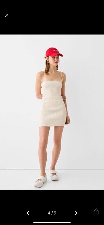 m Beden camel Renk Bershka büzgülü mini elbise
