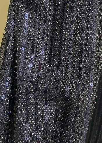 Lacivert Drapeli Uzun Abiye Elbise - Görsel 3