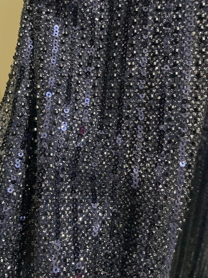 Lacivert Drapeli Uzun Abiye Elbise - Görsel 3