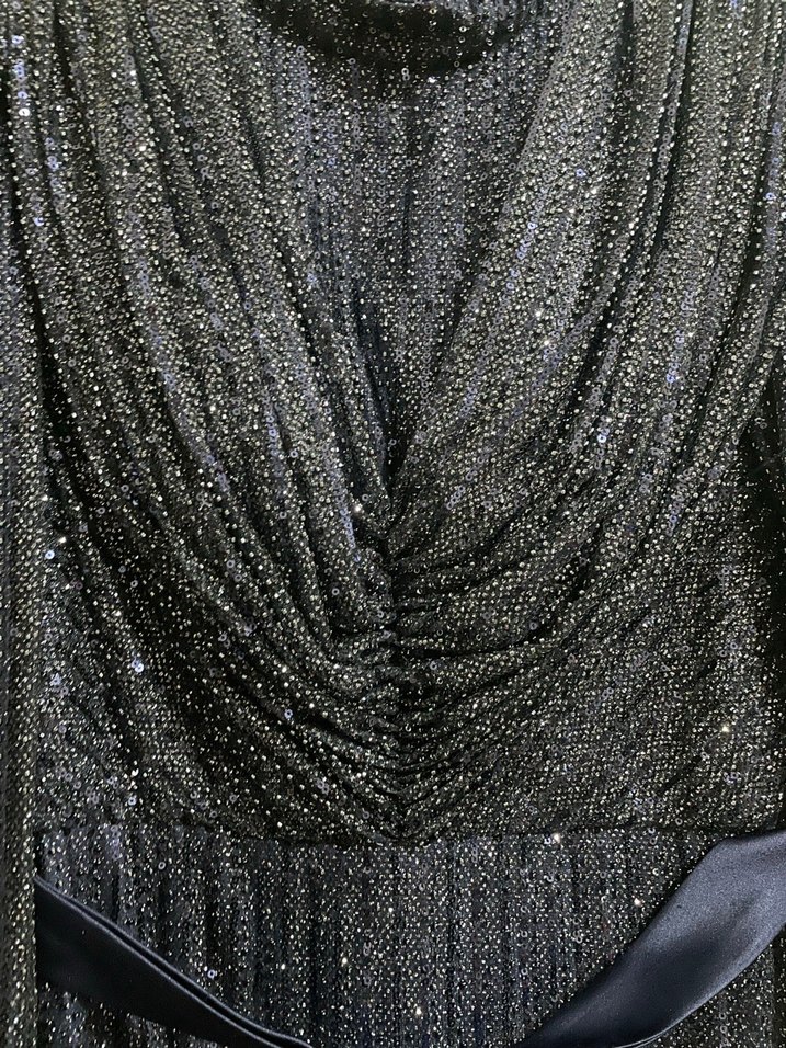 Lacivert Drapeli Uzun Abiye Elbise - Görsel 4