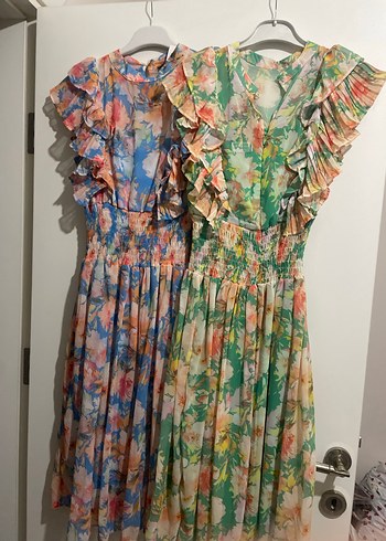 Çiçek Desenli Volanlı Uzun Bohem Elbise - Görsel 2