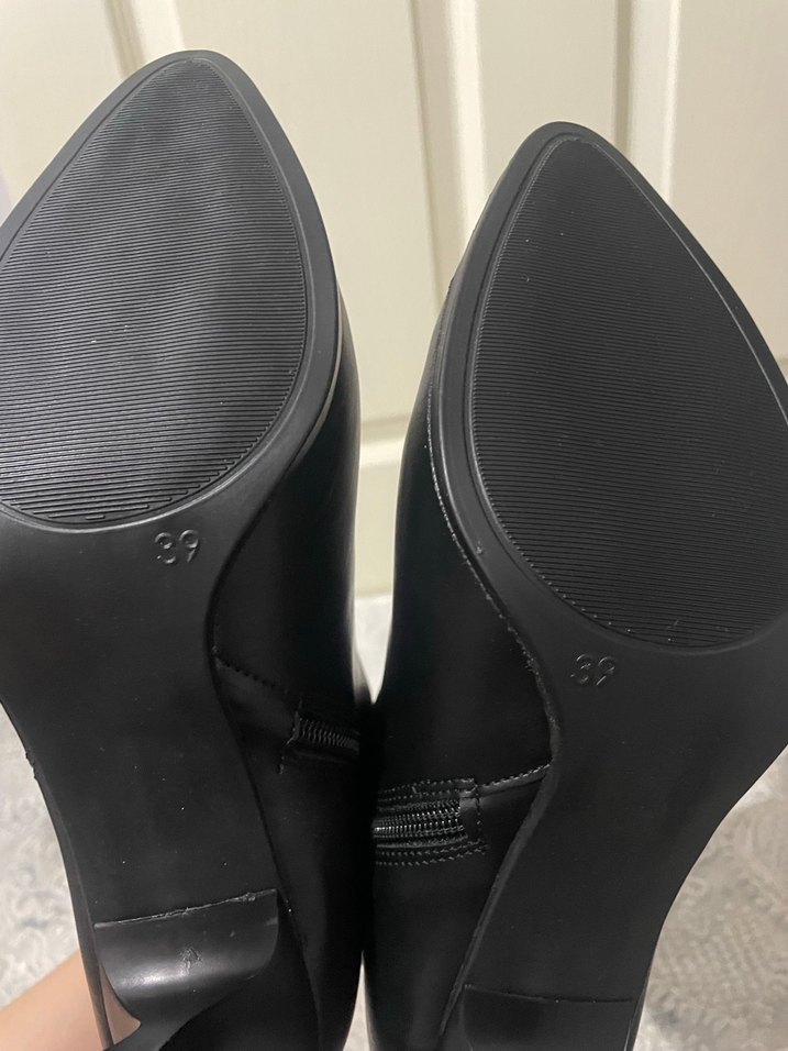 Siyah Stiletto Topuklu Deri Kadın Bot - Görsel 4